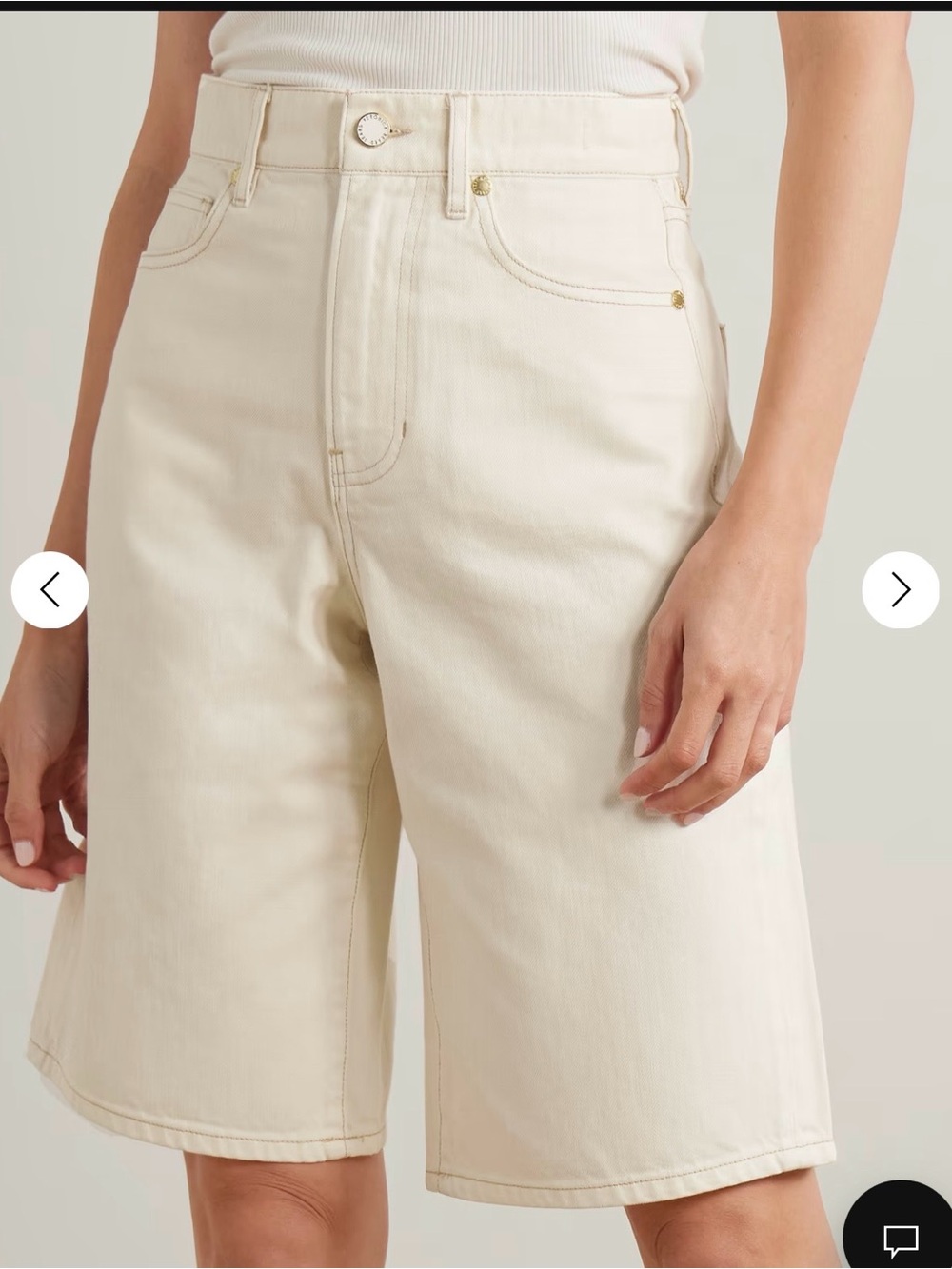 Veronica Beard Cream High-Rise Bermuda Shorts